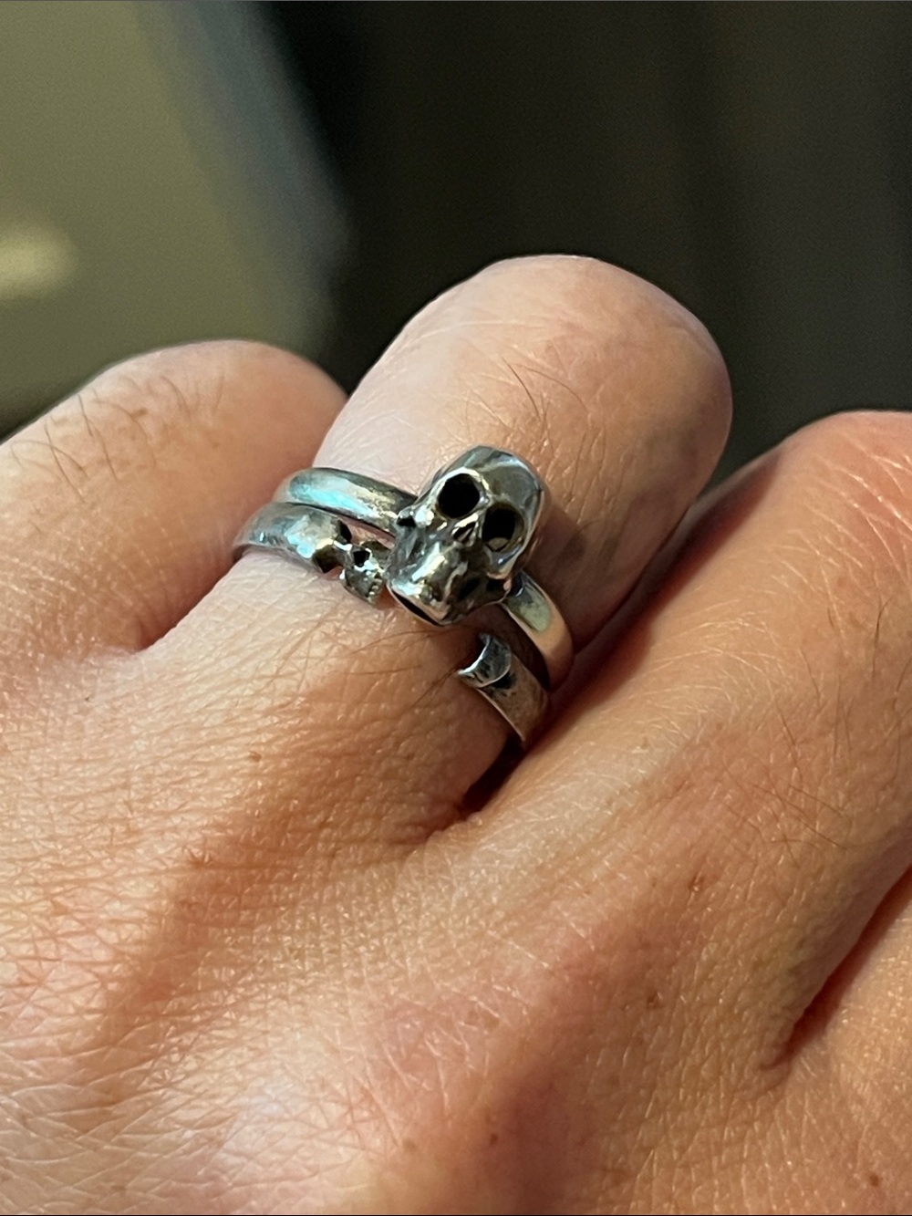 Sterling Skull & Bone Wedding Set 💀☠️ OOAK engagement and wedding rings